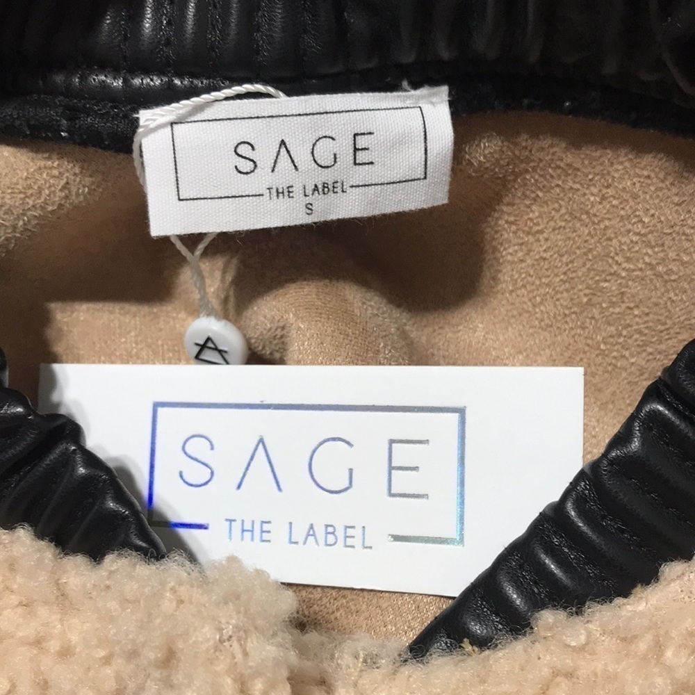 Sage The Label Not From Around Faux Leather Teddy Coat Size Small - Picture 9 of 11
